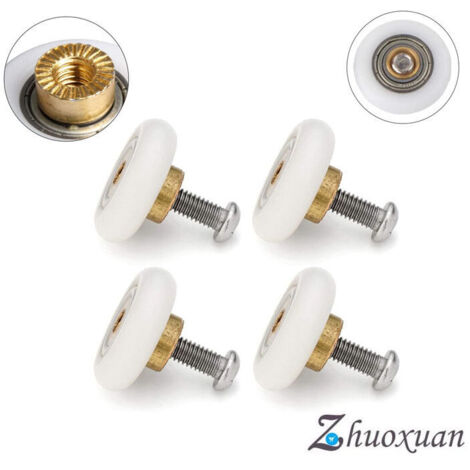 Lot de 4 roulettes de rechange pour porte de douche - 19 mm - Avec vis M4 - Diamètre : 19 mm (1/5)