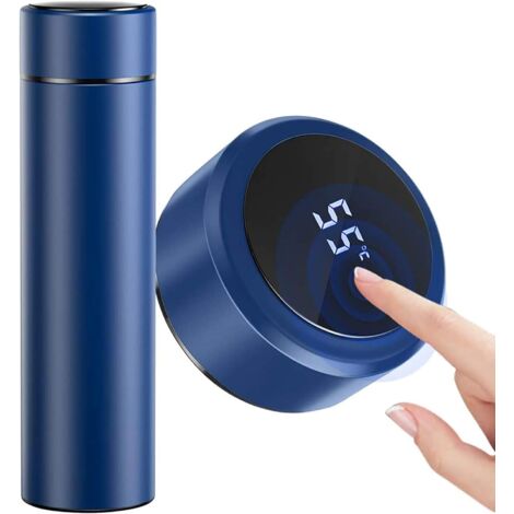 Boîteille Isotherme en Acier Inoxydable 500 ml, Tasse Pour Eau Chaude Avec Indicateur de Température à Ecran LED, Boîteille Intelligente Tasse d'étanchéité -Bleu-Fei Yu (1/4)