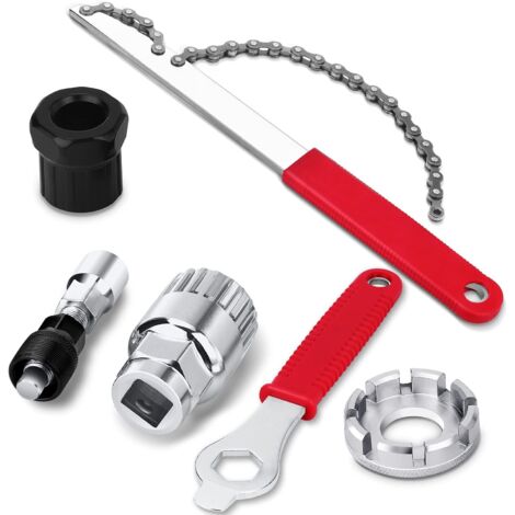Multifonction Outil de Démontage de Cassette de Vélo, Réparation de Vélo Fouet de chaîne Kit Outil de Maintenance pour vélo séparateur de chaîne Roue Libre détachant de manivelle 6pcs-Fei Yu (1/5)