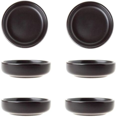 Plat de trempage en céramique de soja, Polyvalent Plat à Sauce en Porcelaine Mini Bol d'assaisonnement latéral Bols à tremper Sushi Soy Style Simple Lot de 6 Noir-Fei Yu (1/5)
