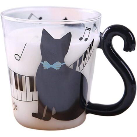 Mug en verre mignon créatif chat chaton tasse à thé tasse de lait tasse à café bleu-Fei Yu (1/5)