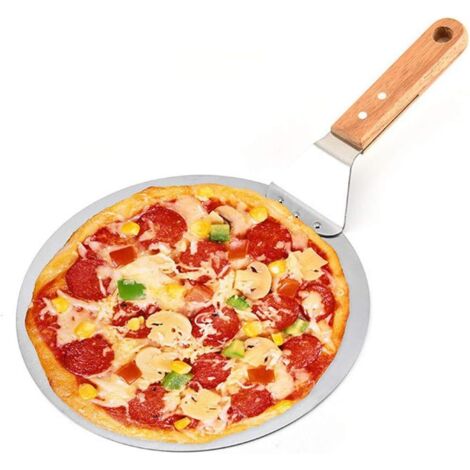 Pelle à Pizza en Acier Inoxydable Transfert de Gateau Rond Poignée en Bois Cuisson Pelle Paddle Outils de Cuisson pour Cuisson de Pizza Maison, Pain, Gateau-Fei Yu (1/5)