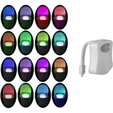 Mouvement de la lampe de toilette LED de salle de bain lumière de nuit à l'intérieur de la lampe 16 couleurs changeantes avec -Pôles non incluses-Fei Yu (1/4)
