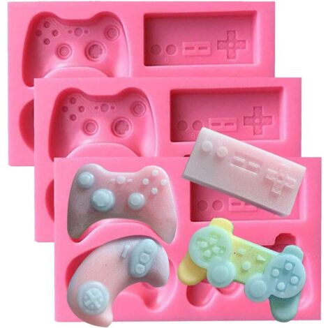 Moules en SiliCône 3D Jeux Vidéo Contrôleur Fondant Mould pour Décorer des Gateaux Outils de Patisserie DIY Bonbons Muffin Gelée Chocolat Moules 3 pièces-Fei Yu (1/3)