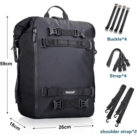 Multifonctionnel sac de moto moto bagages 20L moto sacoches de selle sacs porte-bagages sac arrière Noir-Fei Yu