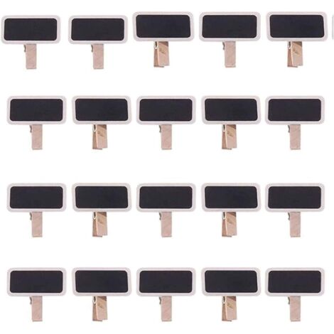 50 Mini Tableau Noir Bois Message Rectangle Ardoise A Pince Clip Carte Panneau Memos Etiquette Prix Marque Place Numero Table/Photo/Tags/Décoration Mariage-Fei Yu (1/5)
