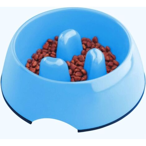 Gamelle Anti Glouton pour Chien Chat, Gamelle Alimentation Antiderapante Qui Favorise Une Prise de Nourriture Plus Lente, Bol Mélamine Interactive Anti Ballonnements- M-Blue-Fei Yu (1/3)