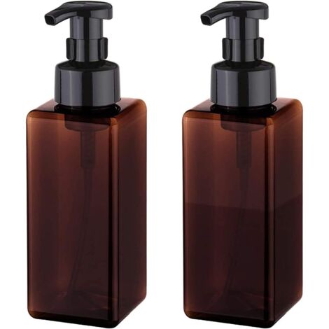 2 Pcs Distributeur Savon Moussant, 650ml Flacon Pompe Rechargeable en Plastique pour la Cuisine Salle de Bains Boîteilles de Presse Savon Liquide, Shampoing, Gel Douche - Marron-Fei Yu (1/4)