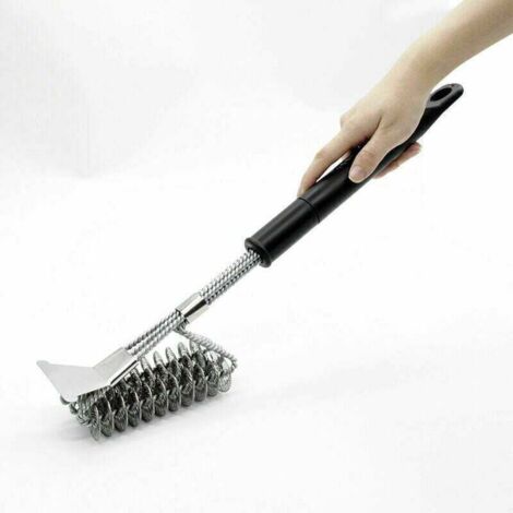 Brosse à ressort pour barbecue Brosse de nettoyage pour four à barbecue résistante aux hautes températures et à l'usure Poignée amovible,Grille de barbecue (1/5)