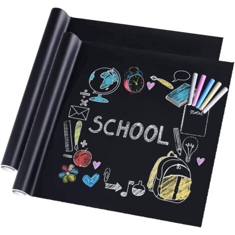 Stickers Tableau Noir Ardoise, 2 Pièces Adhésif Ardoise Effaçable Sticker Autocollant Mural, Tableau Noir Autocollant Repositionnable, Enfants Papier Autoadhésif Tableau Noir, pour école Bureau-Fei Yu (1/5)