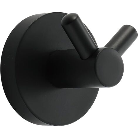 Noir Crochet Mural Acier INOX Patère Murale Double Ronde Patere Porte Manteau Installation à Vis Crochet de Manteau pour Cuisine, Salon et Bureau Portemanteau Mural,1 PCS-Fei Yu (1/5)