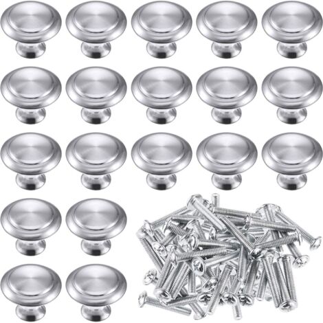 Lot de 15 boutons de porte ronds en forme de champignon en acier inoxydable pouRôtiroir, porte, armoire, cuisine Argenté 2.4 x 2.9 cm-Fei Yu (1/5)