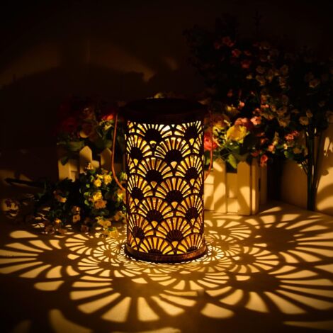 Lanterne solaire pour l'extérieur, Lanterne solaire en métal pour l'extérieur pour la décoration de jardin, Lanterne décorative à LED étanche IP65 à suspension solaire pour la décoration de terrasse B (1/5)