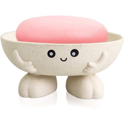 Porte-savon mignon porte-savon pour enfants créatif beau bar plateau de savon comptoir pour douche salle de bain cuisine plan de travail (beige)-Fei Yu (1/5)