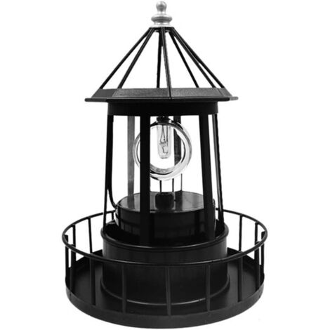 Jardin Extérieur De Lumières Solaires,Phare énergie Solaire,Lumières Solaires LED Phare Lampe Rotative 360 Degrés,Tours Fumée Décoratives Imperméables Pour Jardin Patio Yard Pelouse Maison Extérieure- (1/5)