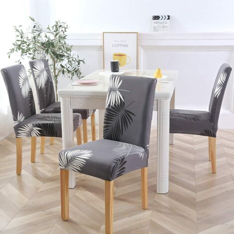 Housse de Chaise Extensible Housses de chaise de salle à manger-Gris 4 pièces-Fei Yu (1/5)