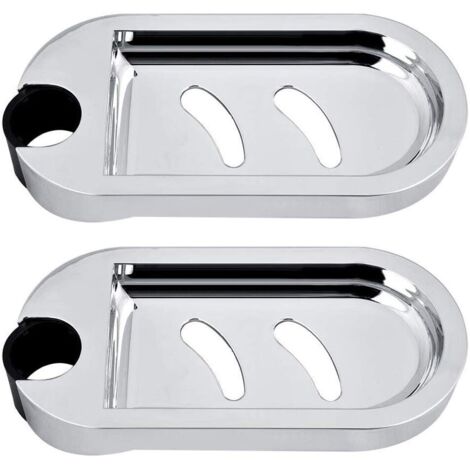 Porte-savon pour barre de douche 25 mm – 2 pièces en ABS et acier inoxydable – Installation facile – Design chromé pour savon sec – Bares