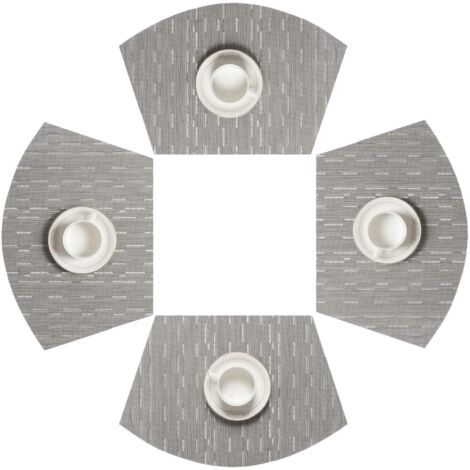 Lot de 4 Sets de Table PVC Tapis de Table Wedge Set Table résistant à la Chaleur Lavable (Gris argenté)-Fei Yu (1/5)