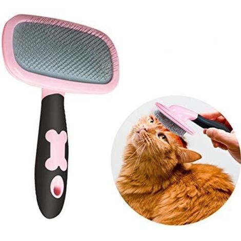 Brosse pour chiens et chats Peigne de toilettage pour chiens et chats avec poils longs et courts Brosse pour chiens et chats Peigne de toilettage pour chiens et chats avec poils longs et courts -Rose- (1/4)