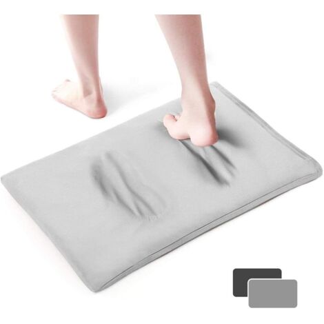 Tapis de Bain de Terre de Diatomées, Tapis de Bain Absorbant antidérapant, Tapis de Douche de Sol Souples à séchage Rapide , 50 x 35cm, Gris-Fei Yu (1/5)