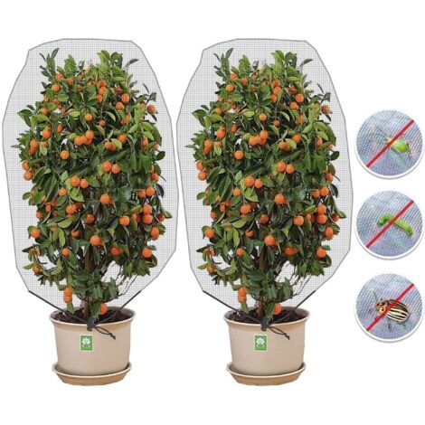 Filet de protection des plantes, paquet de 2 filets de protection contre les insectes avec cordon de serrage (taille 1 x 1.5 m, largeur de maille 0.8 mm)-Fei Yu