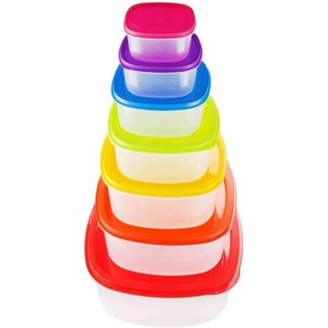 Lot de 7 Boîtes de récipients alimentaires avec couvercles pour la cuisine, la maison, le congélateur et le micro-ondes (7pcs arc-en-ciel)-Fei Yu (1/4)