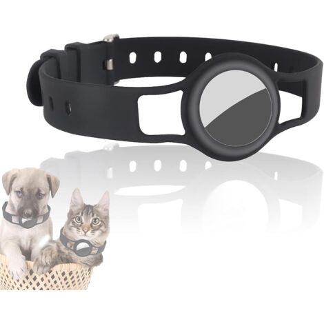 Collier en SiliCône pour Chiens et Chats Compatible avec APôle AirTag 2021, 20-40 cm Durable et sûr Longueur réglable, Housse pour Accessoires Pet Finder (1 Pièce, Noir)-Fei Yu (1/5)