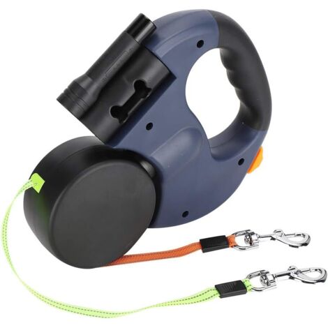 Laisse Double pour Chien Rétractable avec Deux Longs Cordons de 3 Mètres, Laisse pour Chien Double à 360 ° sans Enchevêtrement pour Promener Deux Chiens Jusqu'à 50 LB(Gris)-Fei Yu