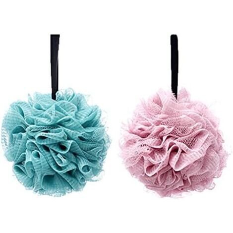 2 pcs Bain Douche Éponge éponges de bain exfoliantes,Fleurs de Bain Éponge de Douche aux hommes et aux femmes pour exfolier-Fei Yu (1/2)