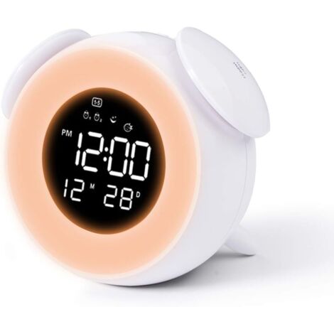 Réveil lumineux pour enfants, réveil numérique lampe de chevet Snooze Touch Control port de charge USB chambre d'enfant (blanc)-Fei Yu (1/5)
