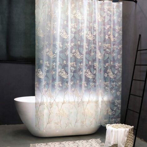 Rideau de douche 180 x 180 cm EVA Rideaux de douche transparents, rideau de bain anti-moisissure, respectueux de l'environnement, lavable, rideaux de douche, semi-transparent-Fei Yu