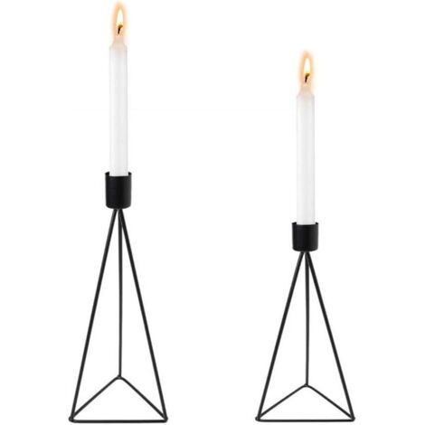 2 Pièces Candélabres en Noir Fer Géométrique, Bougeoir Décoratif de Table, Bougeoirs Modernes Géométrique, pour la Décoration de Table de Mariage à la Maison-Fei Yu (1/5)
