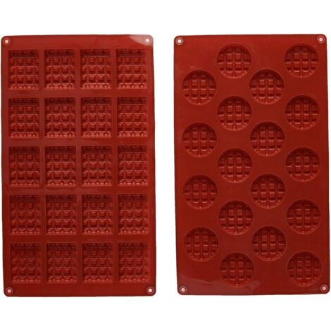 2 pièces/Ensemble 18/20 Cavité SiliCône Gaufre Moule Maker Gateau Cookie Chocolat Pan Moule De Cuisson Antiadhésif Ustensiles De Cuisson Outil-Fei Yu (1/5)