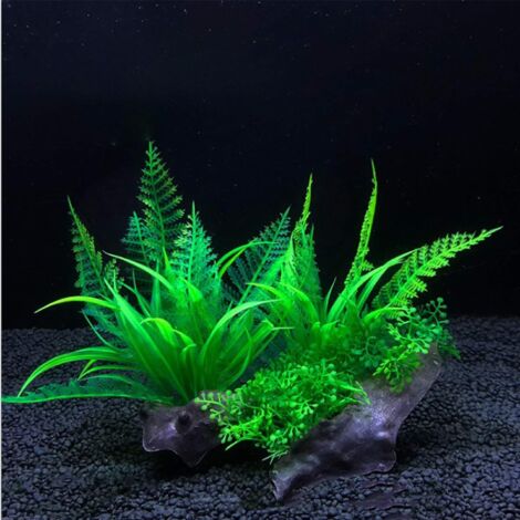 2 Pièces Plantes Artificielles pour Aquarium en Plastique, Accessoire de Décoration D'aquarium, Décoration Aquatique Simulation D'aquarium Plantes Hydroponiques-Fei Yu (1/5)