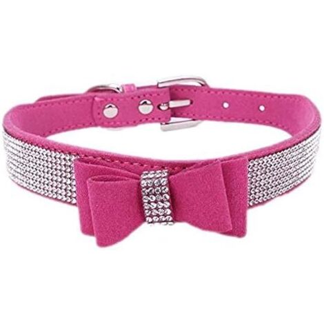 Collier pour chien strass (rose rouge M)-Fei Yu