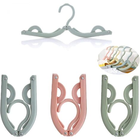 8 pcs Cintres pliables Portable,Cintres en plastique Vêtements Voyage,Cintre antidérapants légers avec anti-dérapant Grooves,Rétractable Cintre per famille Camping (Couleur aléatoire)-Fei Yu (1/5)