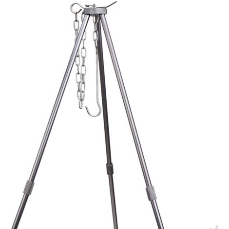 Barbecue suspendu sur trépied en acier inoxydable – Charge maximale 12 kg – Ajustable pour cuisson en extérieur – Portable avec sac de transport – Kueatily