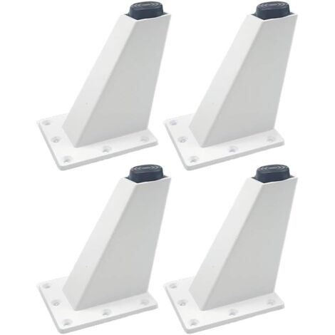 Lot de 4 Pieds de meubles, Pieds triangulaires réglables de meubles de cuisine de jambes de meubles d'alliage d'aluminium,Facile à installer, belle mode,couleurs noir et blanc en option (Blanc,8cm)-Fe (1/5)