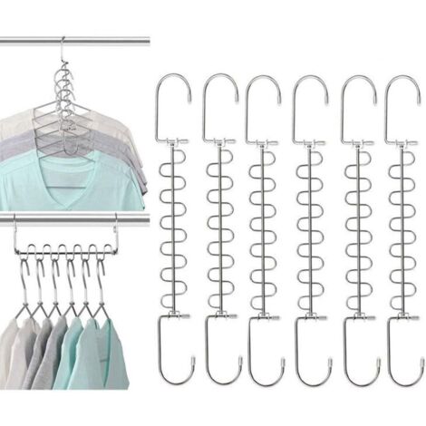 Cintre Gain de Place, Lot de 6 Multi Cintre Magique Organisateur, métal de cintres de vêtements en métal économiseur d'espace et Organisation (Hanger hooks 6 pcs)-Fei Yu (1/5)