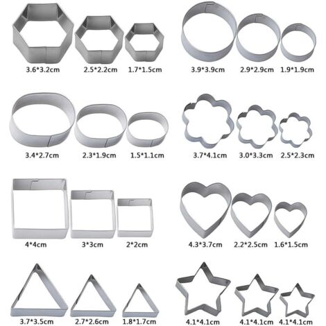 Lot De 24 Mini Emporte-Pièces En Acier Inoxydable – Formes Cœur, Étoile, Fleur, Géométriques Assorties Pour Biscuits Et Pâtisseries