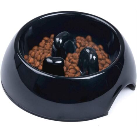 Gamelle Anti Glouton pour Chien Chat, Gamelle Alimentation Antiderapante Qui Favorise Une Prise de Nourriture Plus Lente, Bol Mélamine Interactive Anti Ballonnements-Black-Fei Yu (1/3)