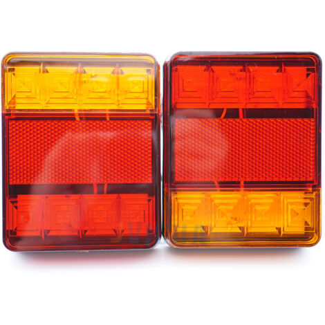 8 LED Feux Arrière 2PCS, Remorque Multifonctionnel, Lumière Jaune Rouge Super Lumineux, Feux Indicateur/Freinage/Feux de Direction, IP65 Étanche pour Camion/Remorque-Fei Yu (1/5)