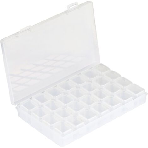 Boîte de Rangement Multi-Fonctions Broderie Diamant Boîte à FenteNail Art Rhinestone 28-Grid Jewelry Earrings Beads Necklace Storage Box Display Case-Fei Yu (1/5)