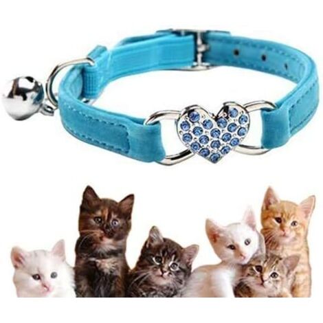 Collier Chats,Collier de Chat Ajustable en Velours Doux avec Cloche,Convient à la Plupart des Chats et Petits Chiens-Fei Yu (1/5)