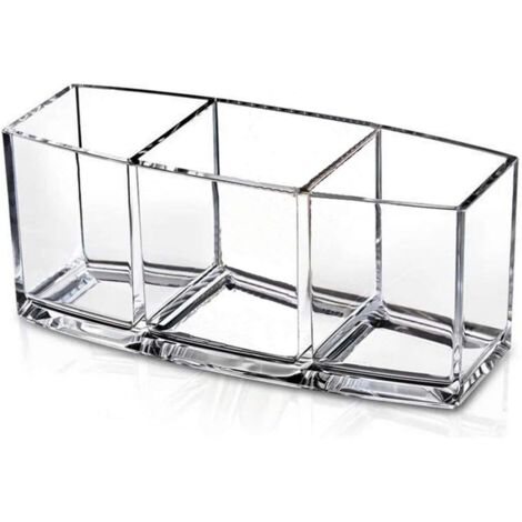 Rangement Maquillage, Organisateur de cosmétiques avec 3 grilles, Rangement Pinceaux en Acrylique Transparent pour Pinceaux de Maquillage, Rouges à Lèvres-Fei Yu (1/5)