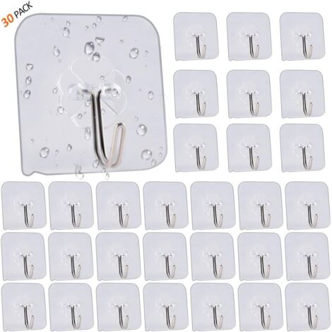 30 crochets adhésifs transparents pour serviette de cuisine ou de salle de bain-Fei Yu (1/5)