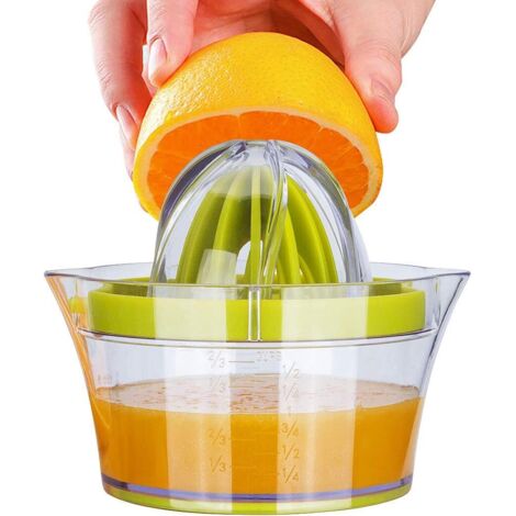 Presse-agrumes portable 4 en 1 pour orange, citron vert et citron, rape à ail / gingembre / pommes de terre / carottes, séparateur d'œufs avec récipient de 400 ml-Fei Yu (1/5)