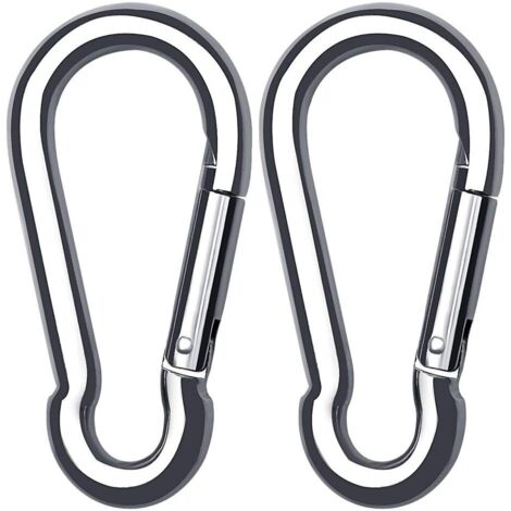 2 Pack Mousqueton en INOX pour Charges Lourdes, Mousqueton en Forme D Mousqueton à Verrouillage pour Maison Hamac Pêche Randonnée Voyages Porte-Clés (40mmx80mm)-Fei Yu (1/5)