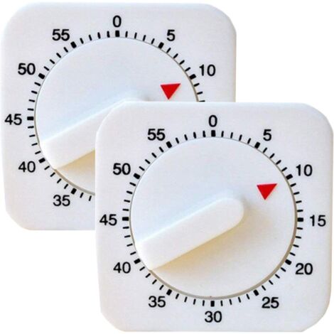2 Pcs Minuteur MéCanique Et MagnéTique,Minuteur Visuel, Minuteur D'Examen, Minuteur de Cuisine,60 Minutes Kitchen Timer Count Down Alarm Reminder White Square Mechanical Timer for Kitchen-Fei Yu (1/5)