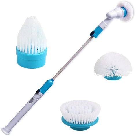 Brosse de Nettoyage Brush Electrique Multi-usages Brush Cleaning Sans Rechargeable Poignée Longue Brossage Interchangeables (Bleu 1 article)-Fei Yu (1/3)